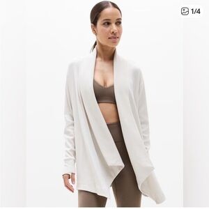 Athleta Pranayama Light Gray Open Front Cardigan